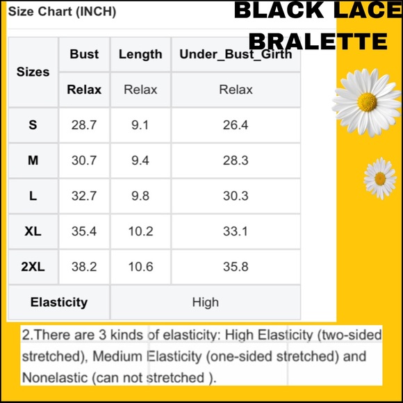 BLACK LACE FLORAL CROCHET SPAGHETTI-STRAP BRALETTE Size Small - Picture 12 of 13